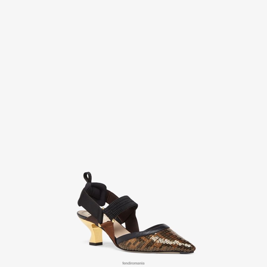 slingback din plasă cu toc mediu negru Fendi femei încălţăminte 86084L1285