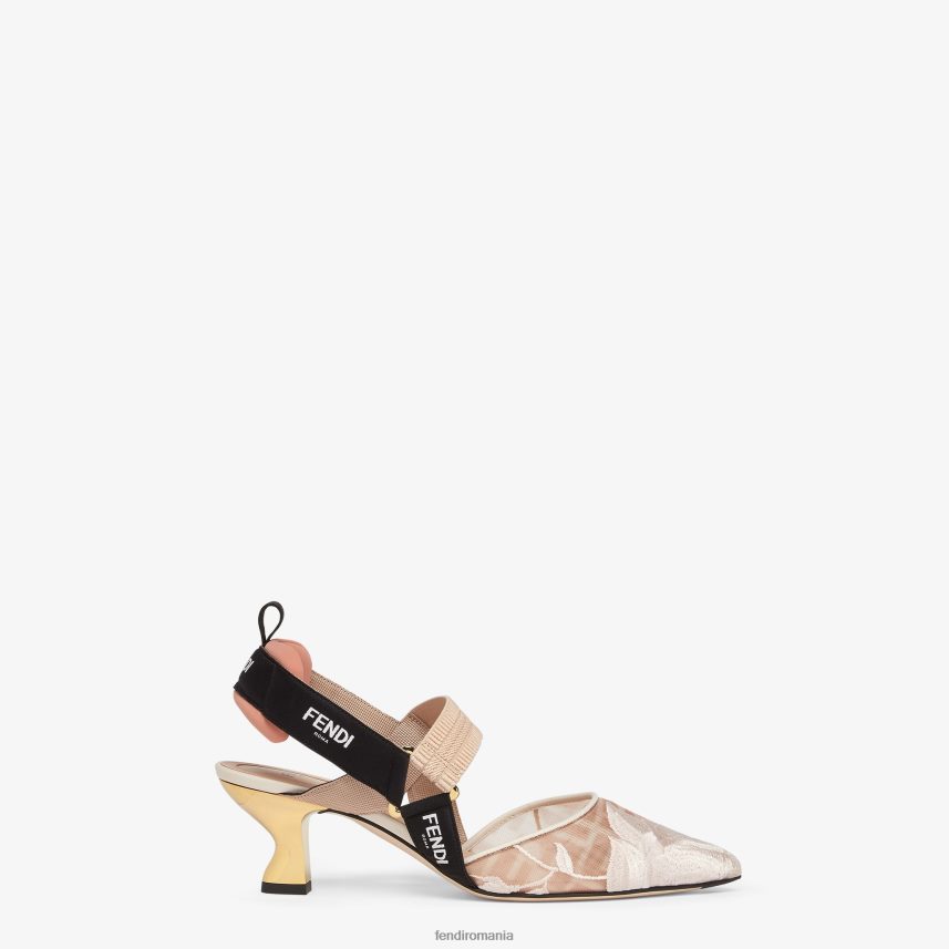 slingback din plasă cu toc mediu roz Fendi femei încălţăminte 86084L1349