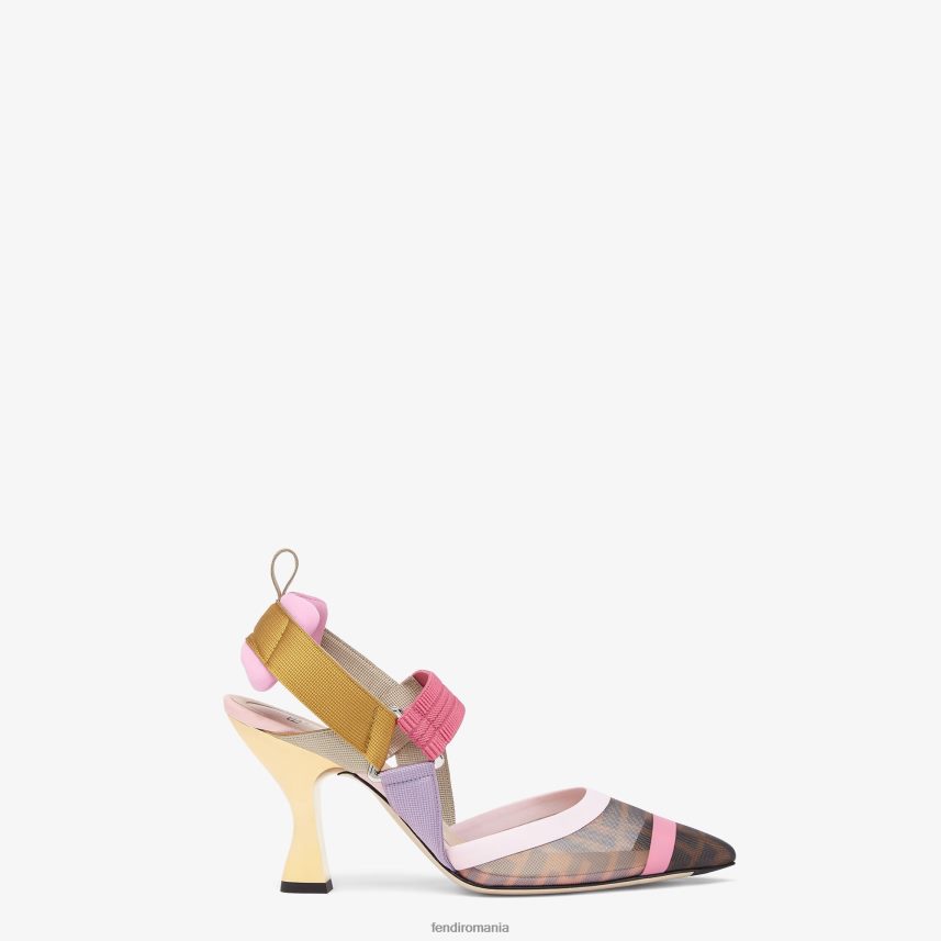 slingback din plasă cu toc înalt maro Fendi femei încălţăminte 86084L1392
