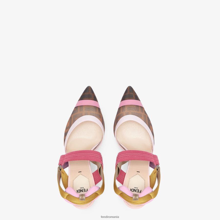 slingback din plasă cu toc înalt maro Fendi femei încălţăminte 86084L1392