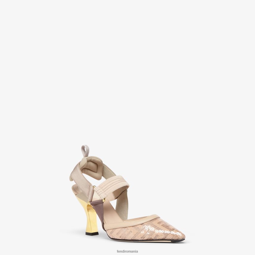 slingback din plasă cu toc înalt negru Fendi femei încălţăminte 86084L1305