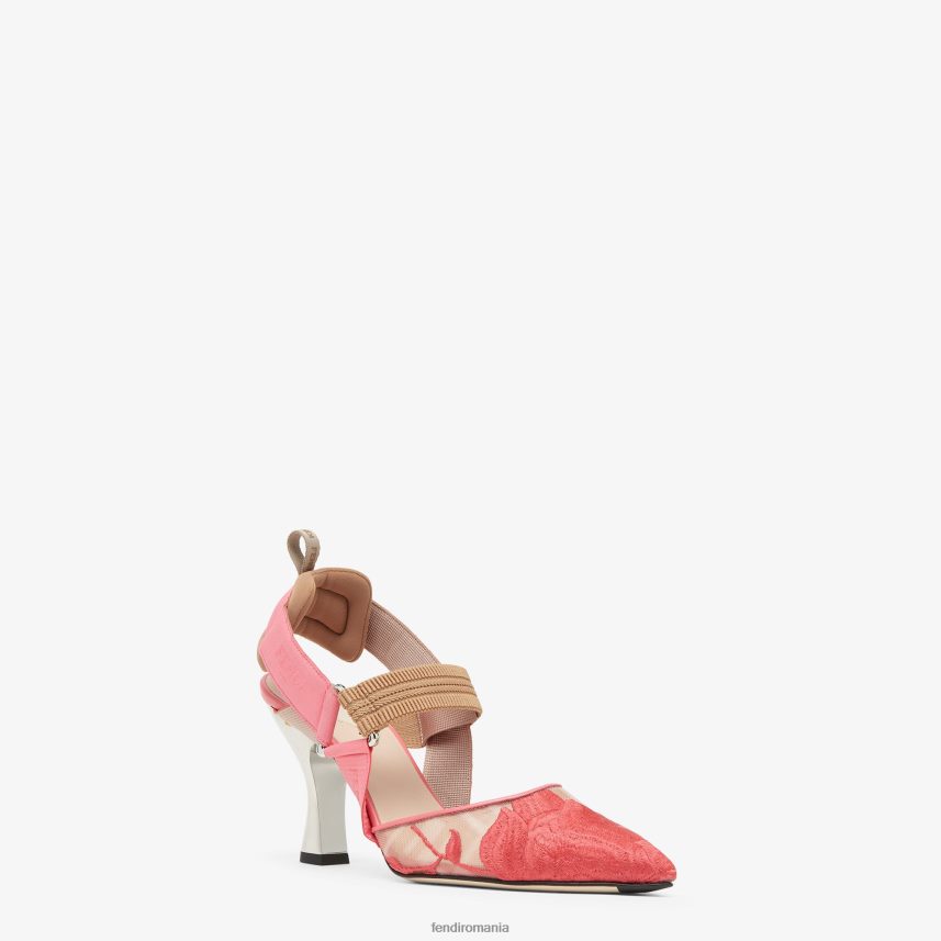slingback din plasă cu toc înalt roz Fendi femei încălţăminte 86084L1323