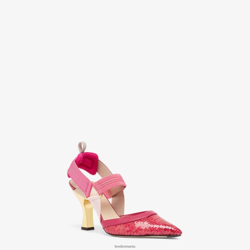 slingback din plasă cu toc înalt roz Fendi femei încălţăminte 86084L1403