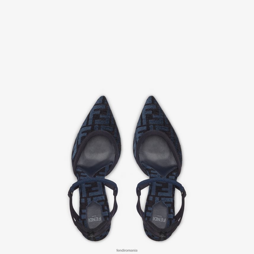 toc mediu ff chenille slingback albastru Fendi femei încălţăminte 86084L1385