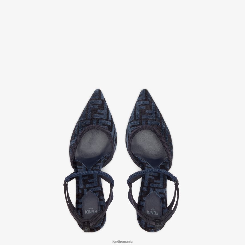 tocuri înalte ff chenille slingback albastru Fendi femei încălţăminte 86084L1348