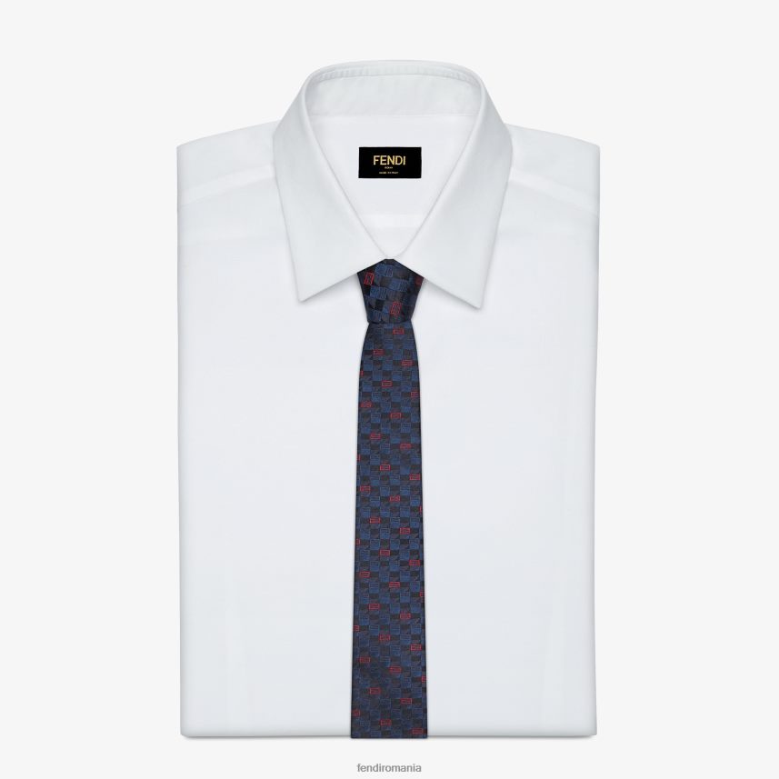 cravată de mătase albastru Fendi bărbați accesorii 86084L2559