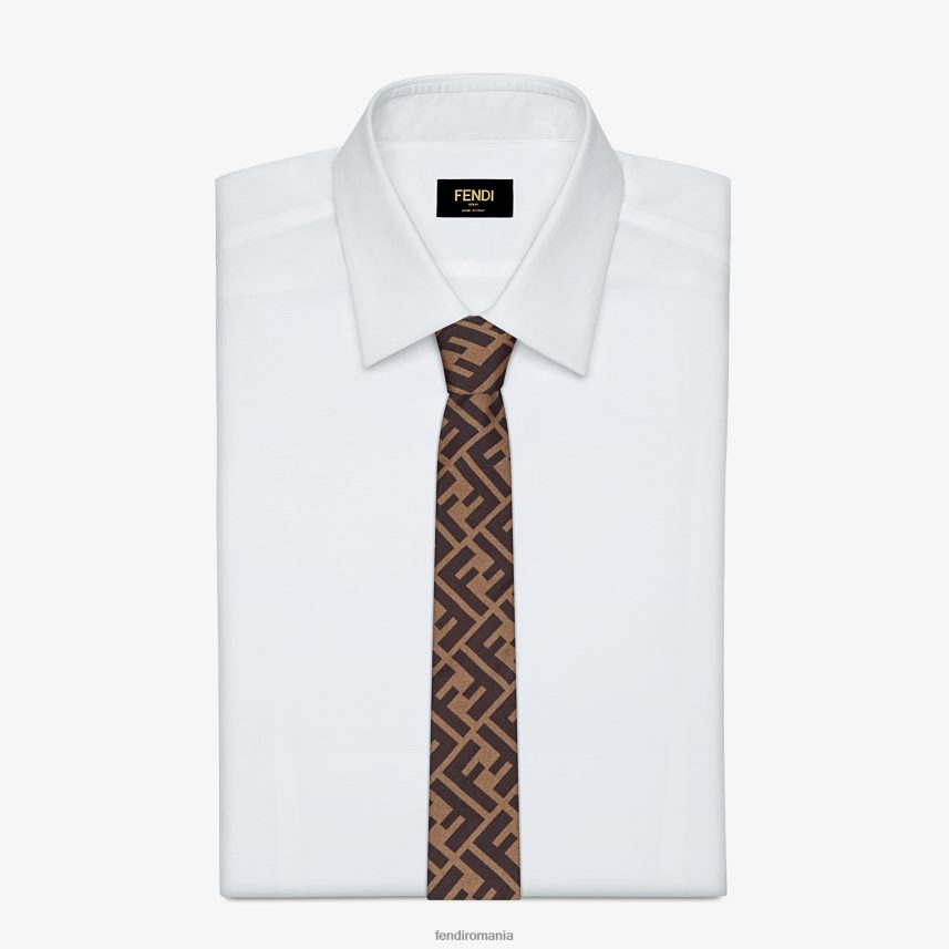 cravată de mătase maro Fendi bărbați accesorii 86084L2367