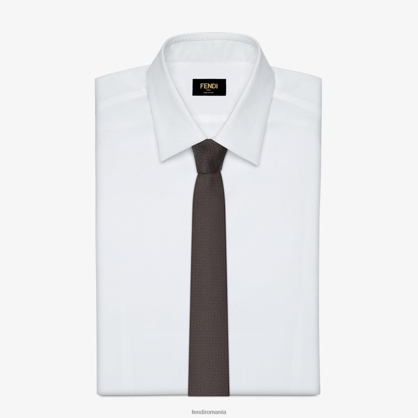 cravată de mătase maro Fendi bărbați accesorii 86084L2560