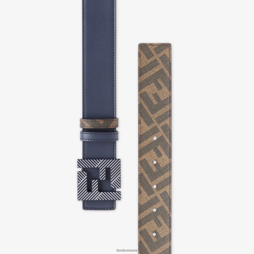 curea reversibilă din piele ff pătrată albastru Fendi bărbați accesorii 86084L2329