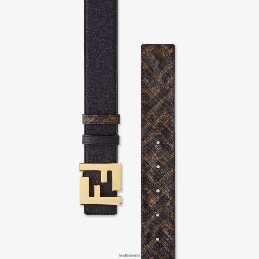 curea reversibilă din piele ff pătrată negru Fendi bărbați accesorii 86084L2334