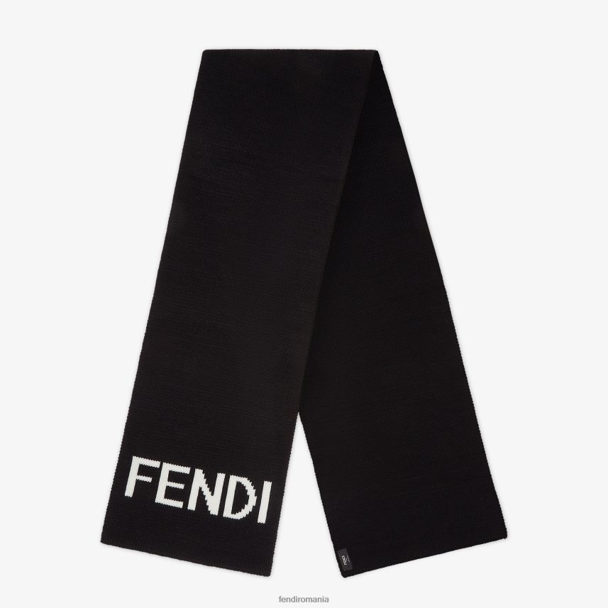 eșarfă de lână negru Fendi bărbați accesorii 86084L2453
