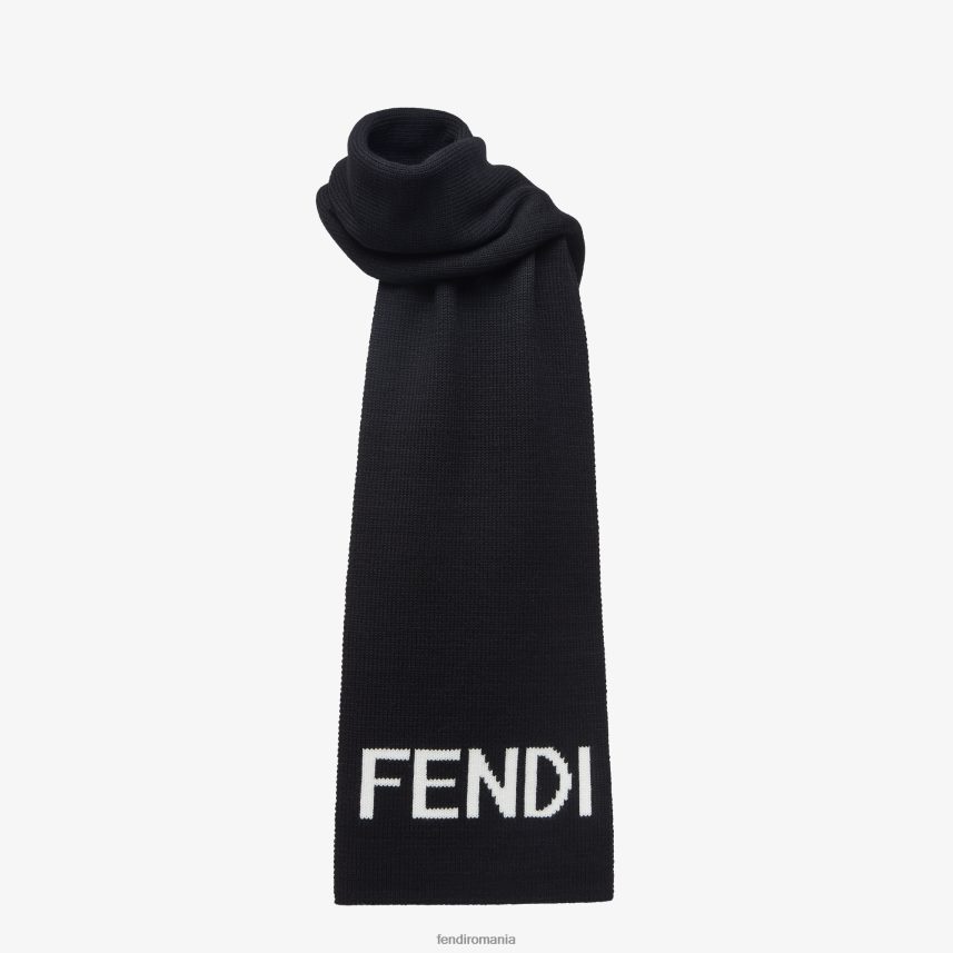 eșarfă de lână negru Fendi bărbați accesorii 86084L2453