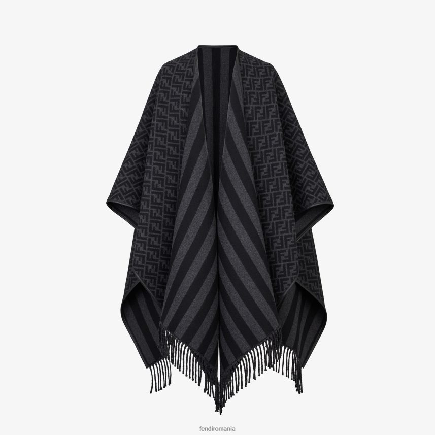 poncho din cașmir negru Fendi bărbați accesorii 86084L2540