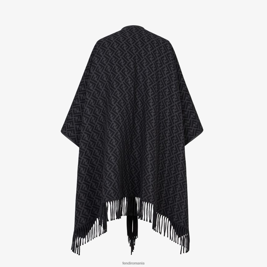 poncho din cașmir negru Fendi bărbați accesorii 86084L2540