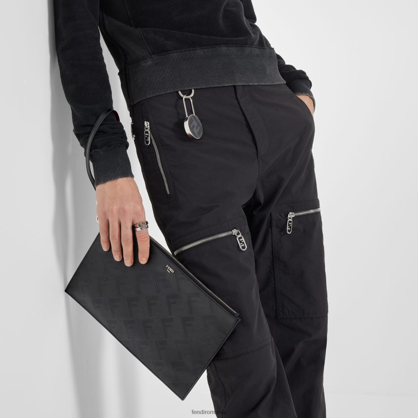 husa pentru chei din material textil negru Fendi bărbați accesorii 86084L2476