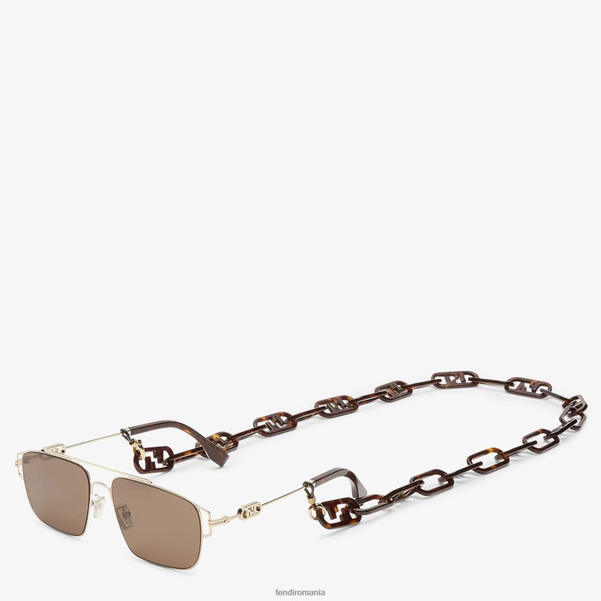 ochelari de soare din metal și lentile cu lanț de ochelari Modă Fendi bărbați accesorii 86084L2430