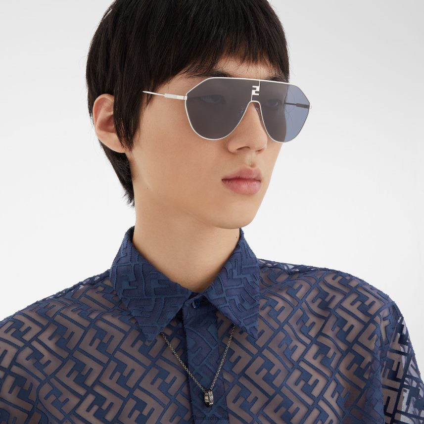 ochelari de soare din metal paladiu cu lentile albastru Fendi bărbați accesorii 86084L2410