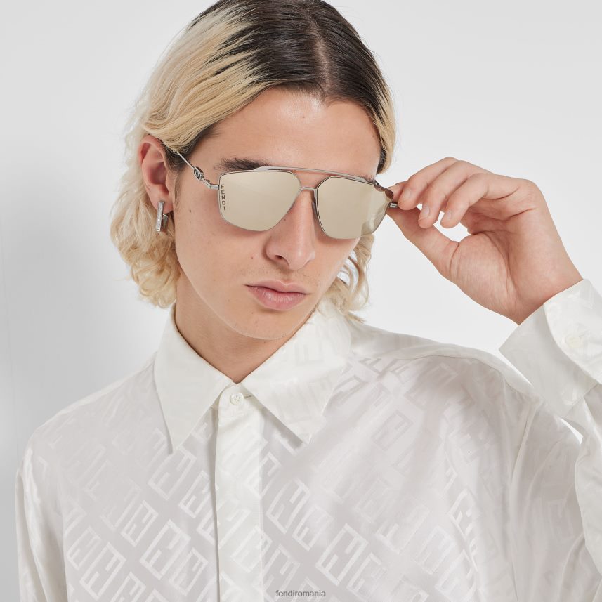 ochelari de soare din metal ruteniu cu lentile gri Fendi bărbați accesorii 86084L2445