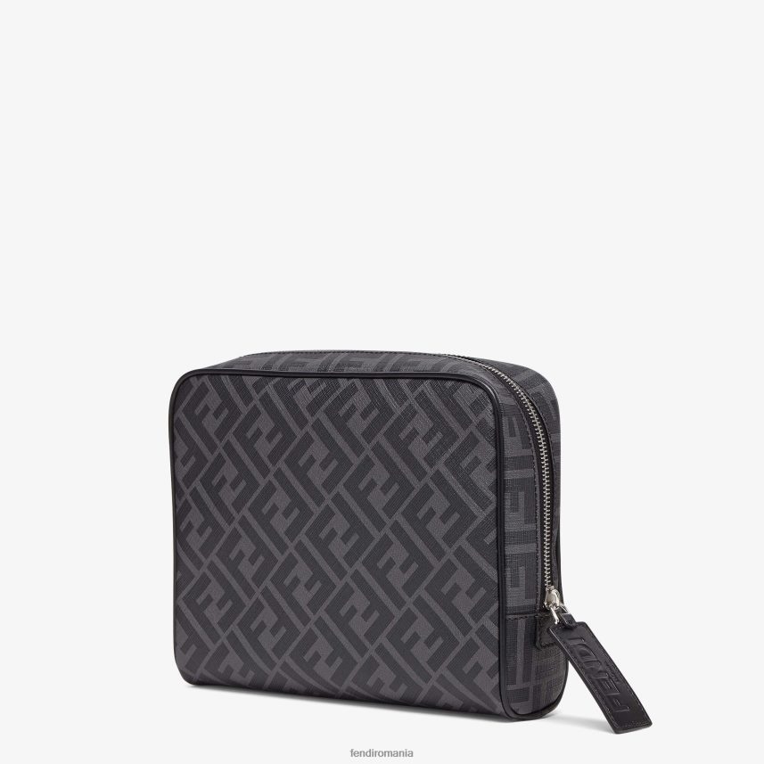 cutie de toaletă din material textil gri Fendi bărbați accesorii 86084L2332