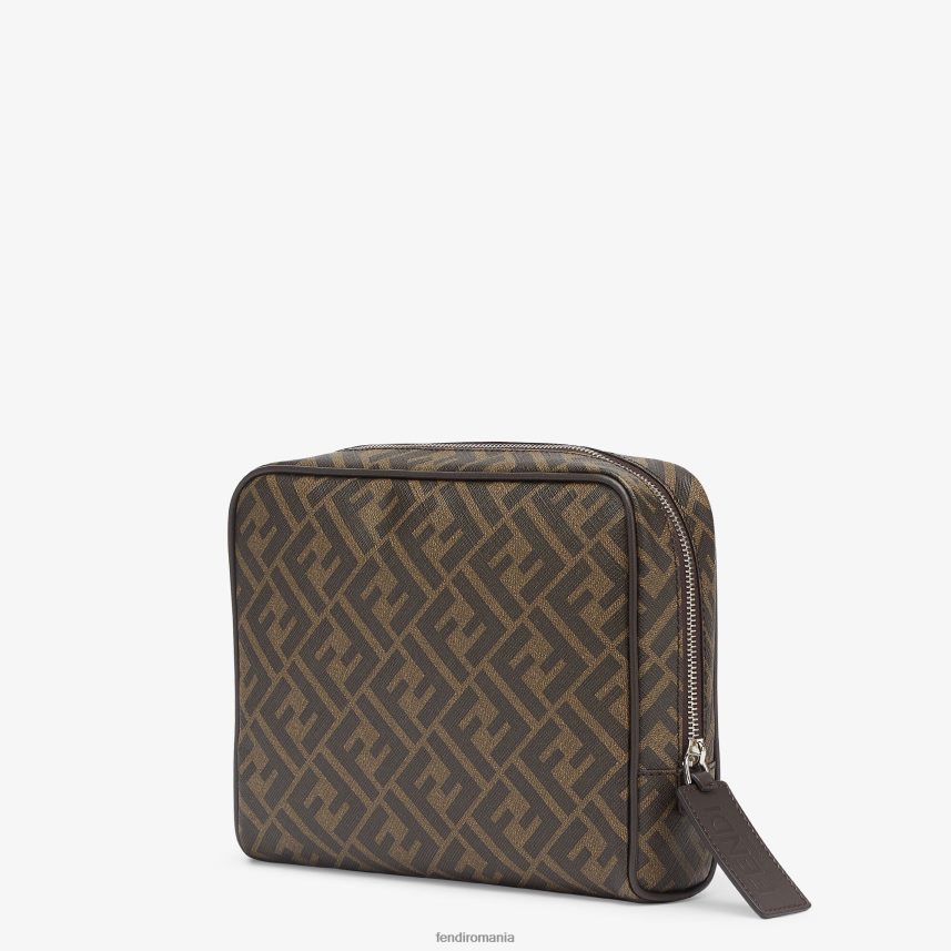 cutie de toaletă din material textil maro Fendi bărbați accesorii 86084L2485