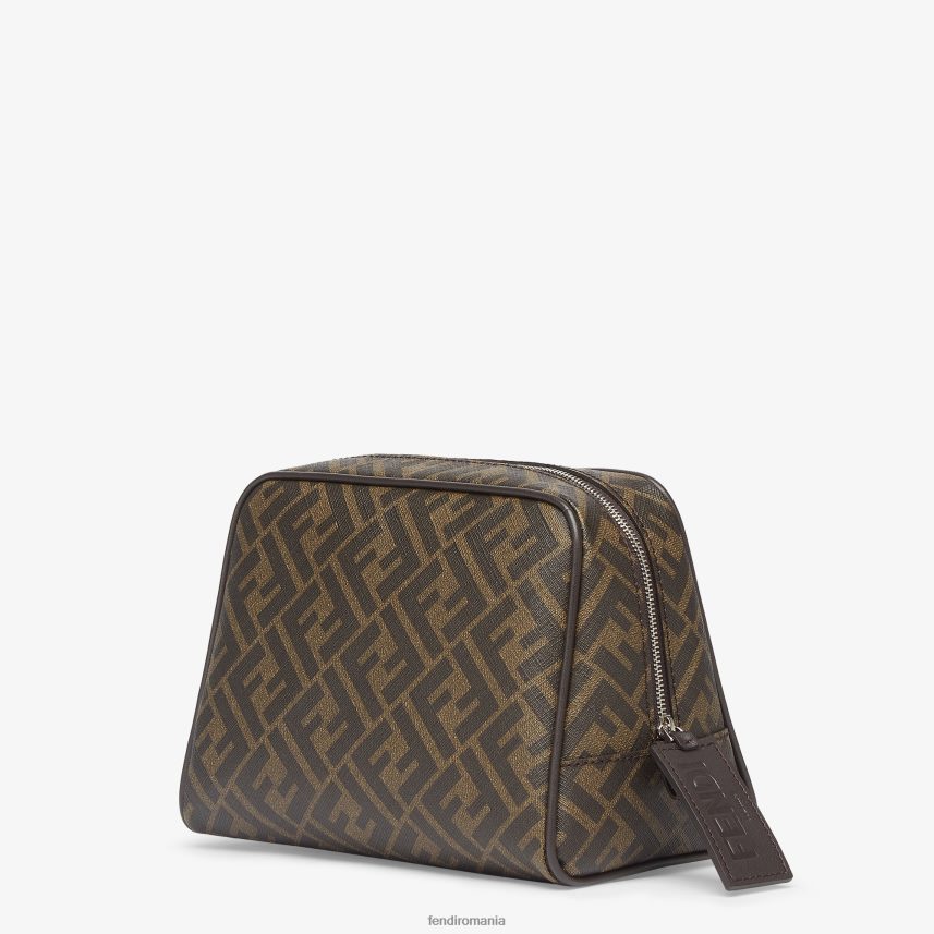 cutie de toaletă din material textil maro Fendi bărbați accesorii 86084L2499