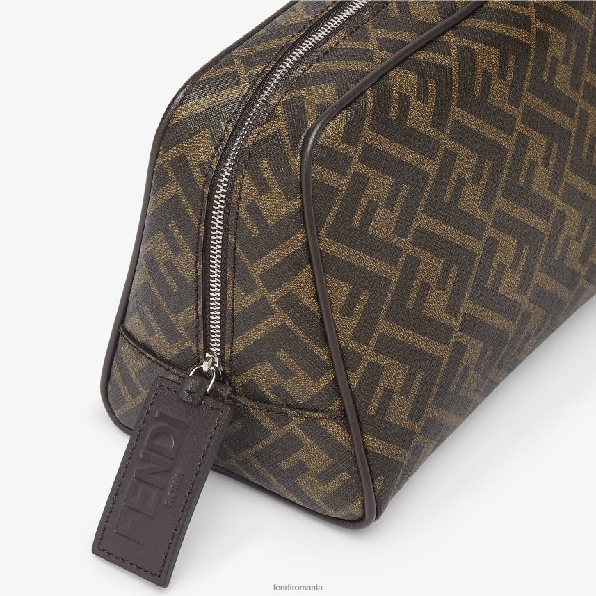 cutie de toaletă din material textil maro Fendi bărbați accesorii 86084L2499