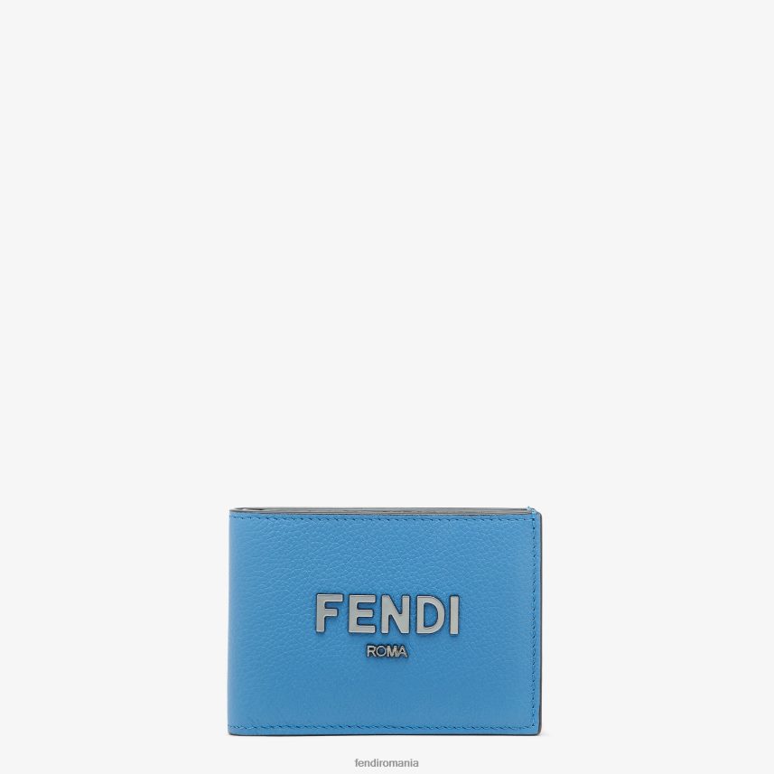 portofel din piele cu semnătură în dolari americani albastru deschis Fendi bărbați accesorii 86084L2617