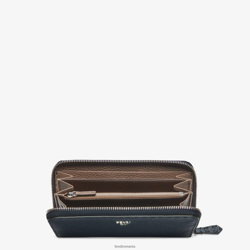 portofel din piele selleria cu fermoar albastru Fendi bărbați accesorii 86084L2641