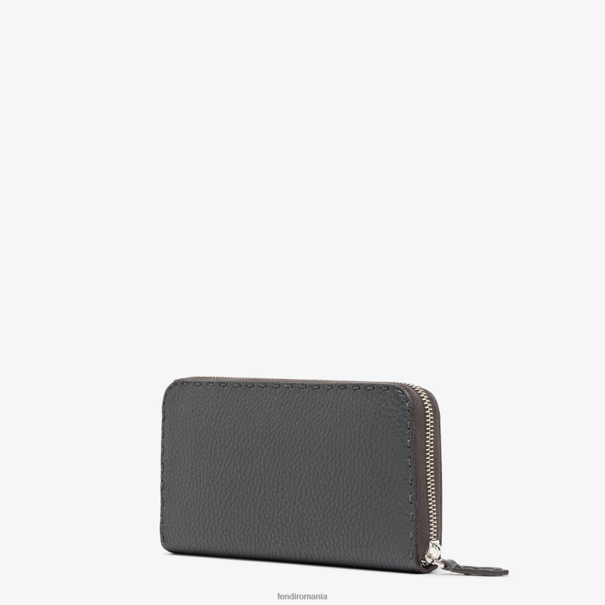portofel din piele selleria cu fermoar gri Fendi bărbați accesorii 86084L2643