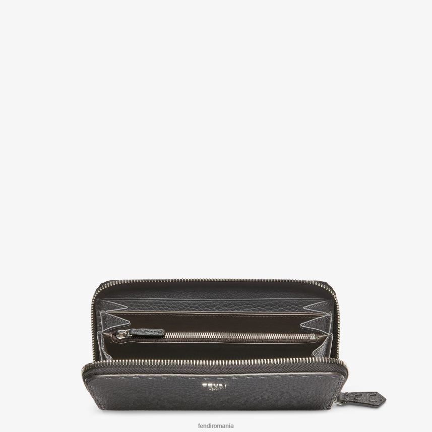 portofel din piele selleria cu fermoar gri Fendi bărbați accesorii 86084L2643