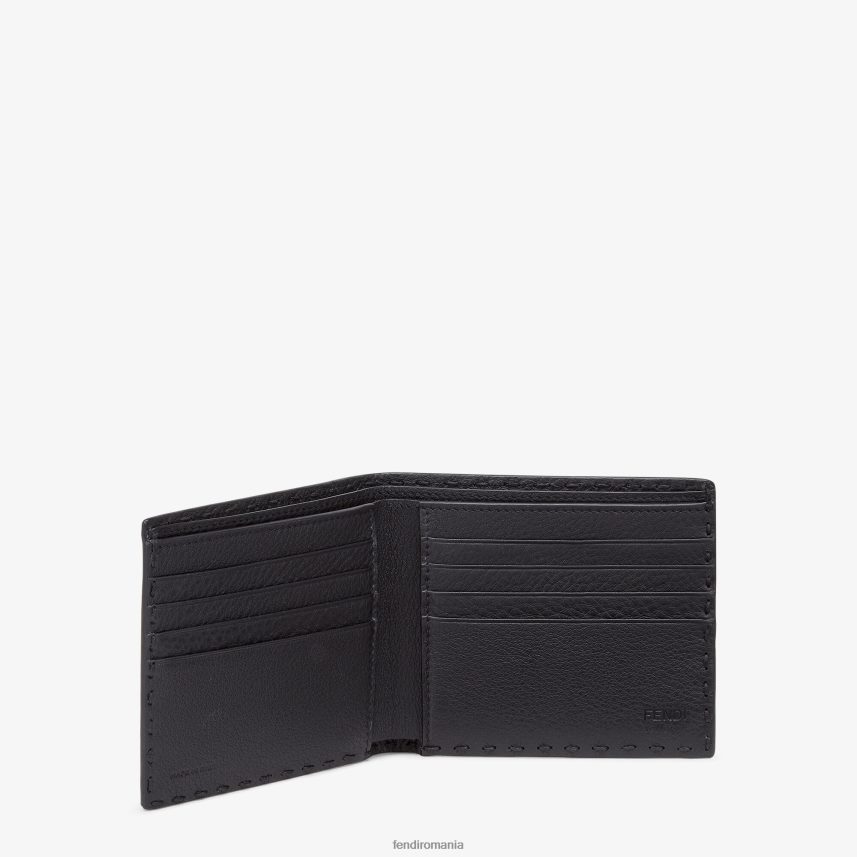 portofel din piele selleria dublu negru Fendi bărbați accesorii 86084L2608