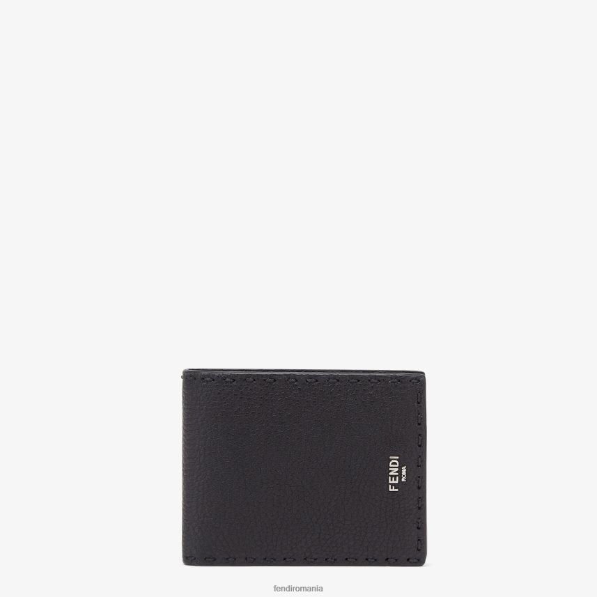 portofel din piele selleria dublu negru Fendi bărbați accesorii 86084L2648