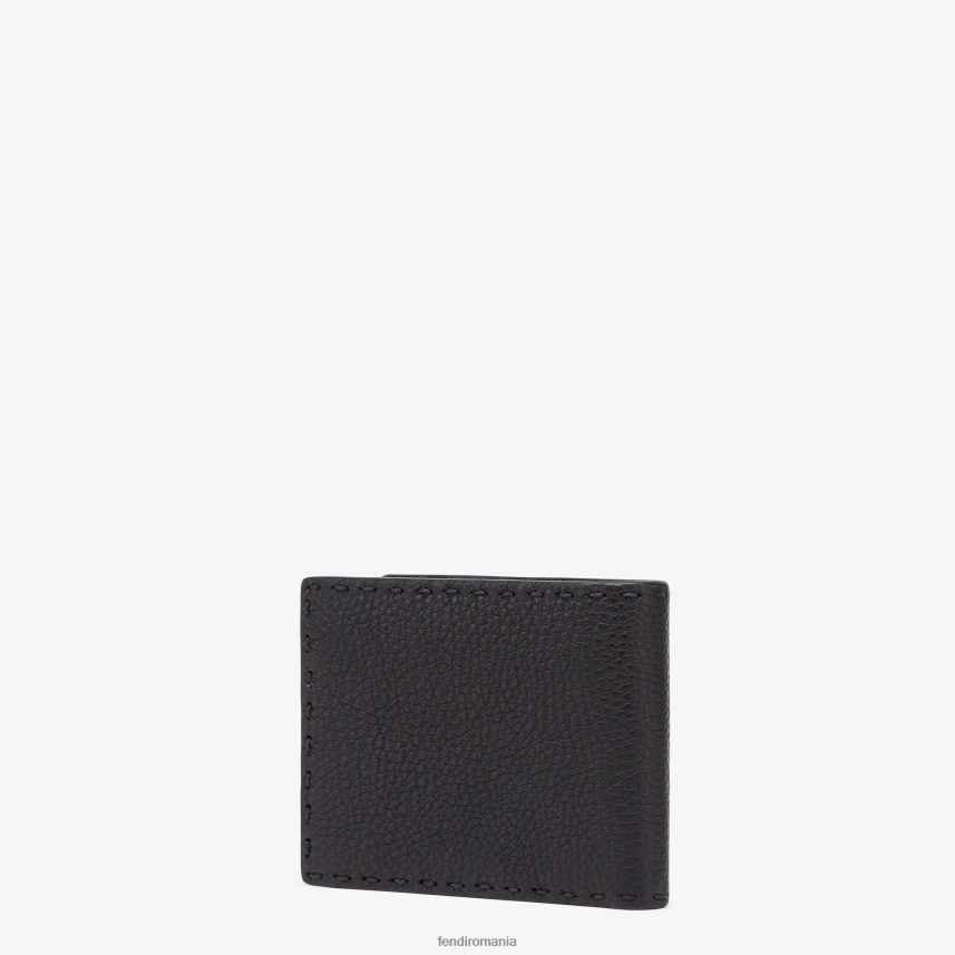 portofel din piele selleria dublu negru Fendi bărbați accesorii 86084L2648