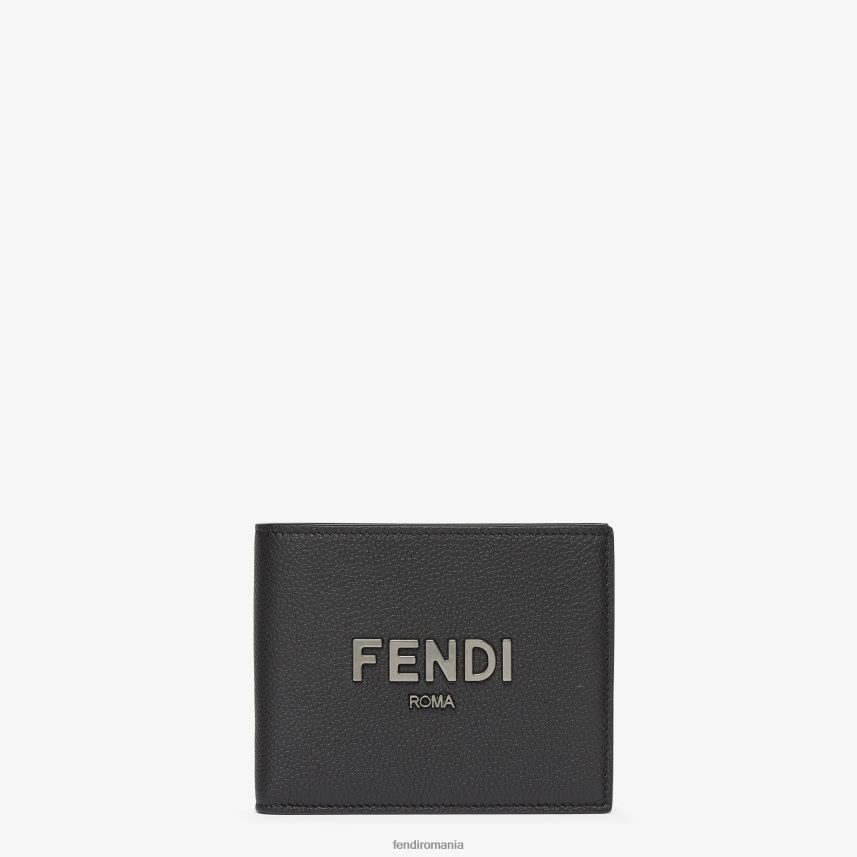 portofel din piele semnătură dublu negru Fendi bărbați accesorii 86084L2612