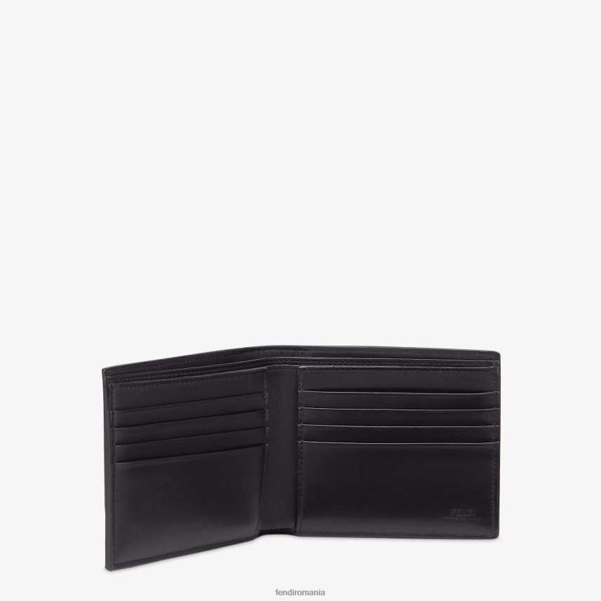 portofel dublu din piele de caiman și material textil negru Fendi bărbați accesorii 86084L2595