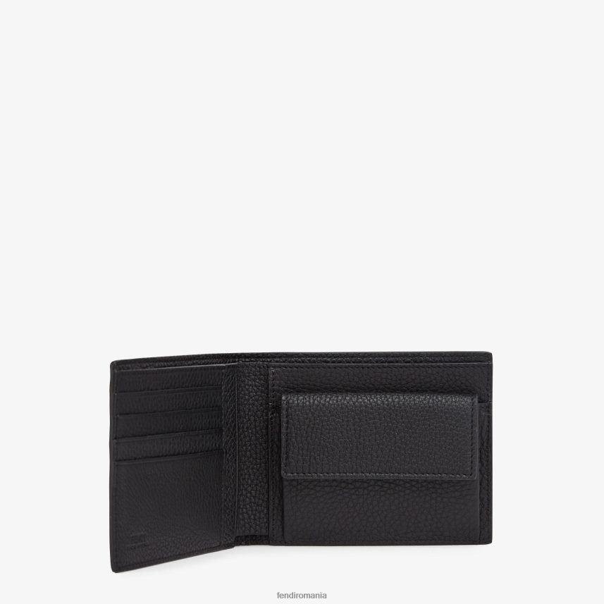 portofel portofel din piele bi-fold negru Fendi bărbați accesorii 86084L2671