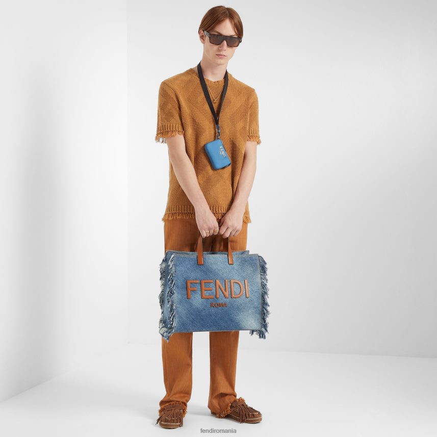 poseta din piele albastru deschis Fendi bărbați accesorii 86084L2616