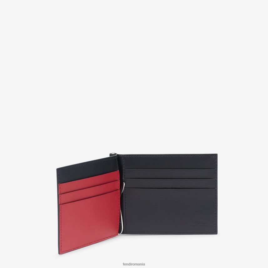 agrafă de bani din piele negru Fendi bărbați accesorii 86084L2655