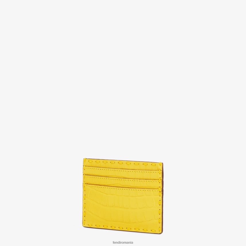 suport card din piele de aligator galben Fendi bărbați accesorii 86084L2676
