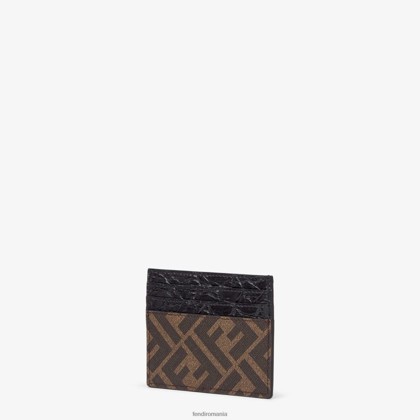 suport card din piele și material textil de caiman negru Fendi bărbați accesorii 86084L2596