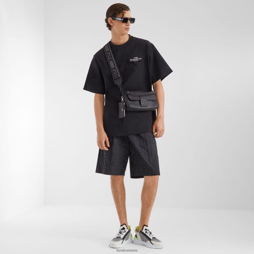 suport card din piele selleria negru Fendi bărbați accesorii 86084L2602