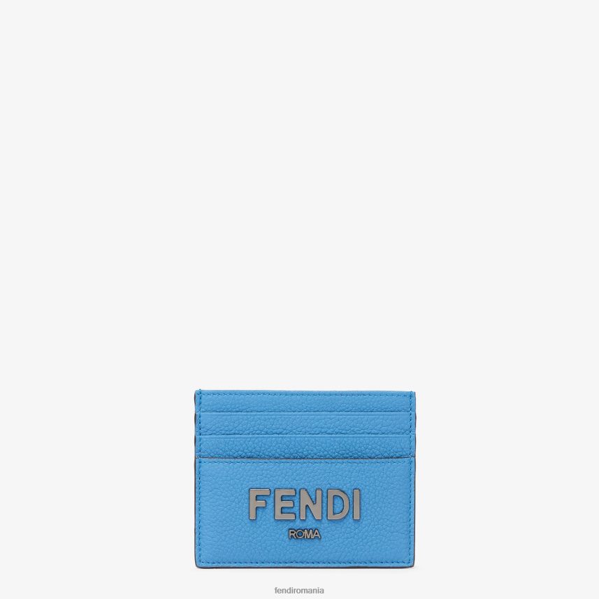 suport de card din piele semnatura albastru deschis Fendi bărbați accesorii 86084L2611