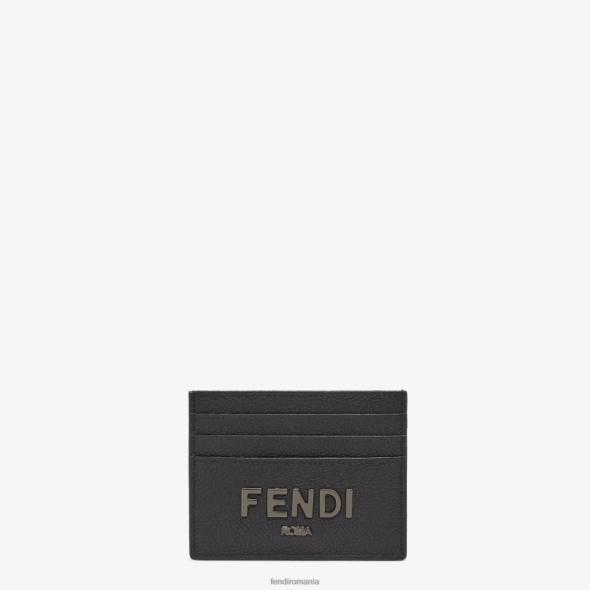 suport de card din piele semnatura negru Fendi bărbați accesorii 86084L2609
