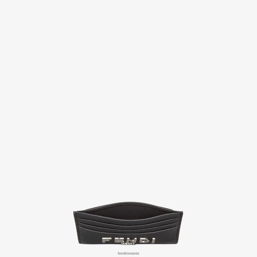 suport de card din piele semnatura negru Fendi bărbați accesorii 86084L2609