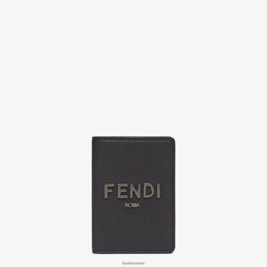 suport de card din piele semnatura negru Fendi bărbați accesorii 86084L2614