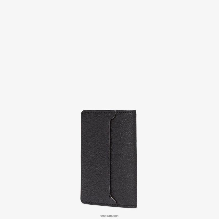 suport de card din piele semnatura negru Fendi bărbați accesorii 86084L2614