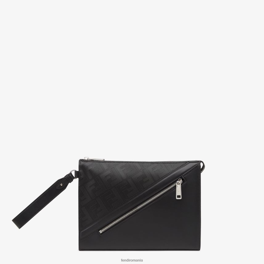 husă clutch diagonală din piele negru Fendi bărbați accesorii 86084L1896