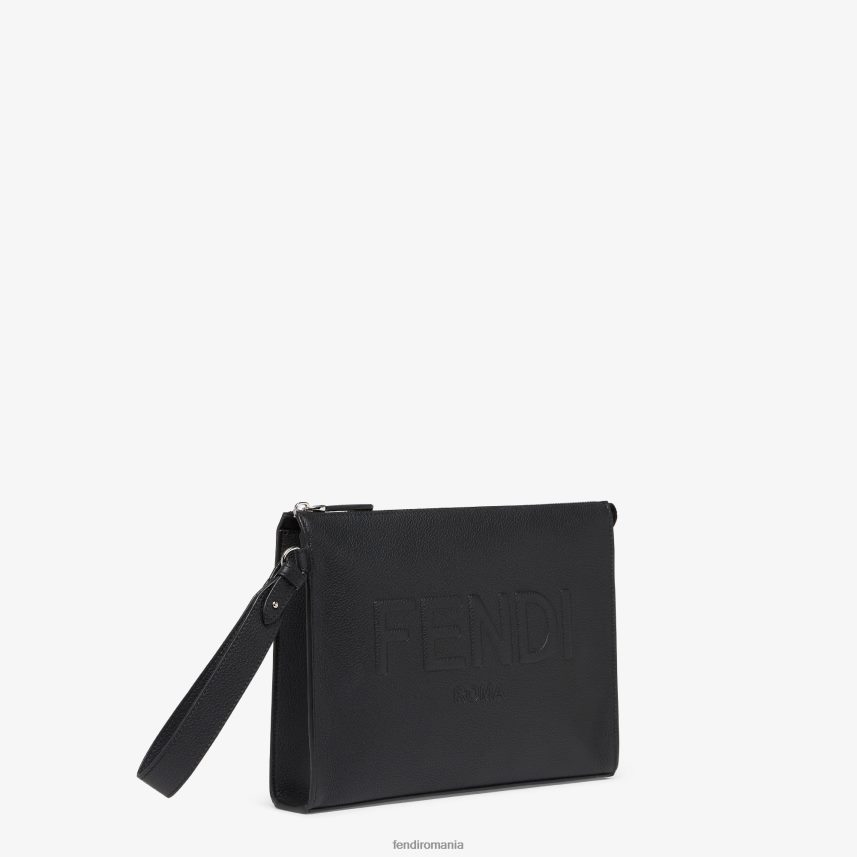 husă clutch din piele negru Fendi bărbați accesorii 86084L1841