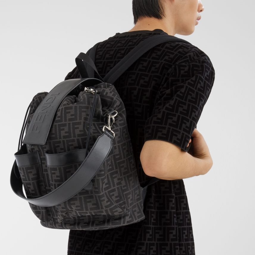 ff rucsac din material textil negru Fendi bărbați accesorii 86084L1861