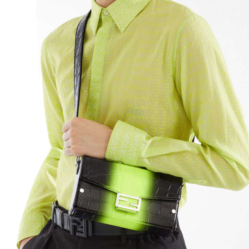 geantă de aligator neon negru Fendi bărbați accesorii 86084L1872